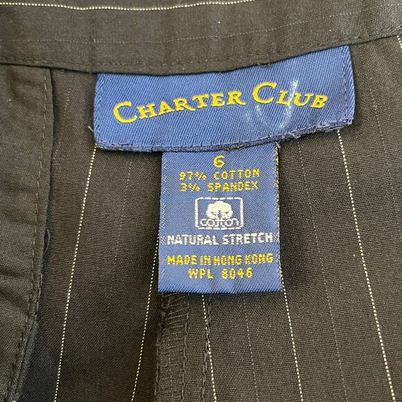 Charter Club High Rise Straight Black White Pinstripe Dress Pants Slacks NWT 6 - Picture 3 of 14